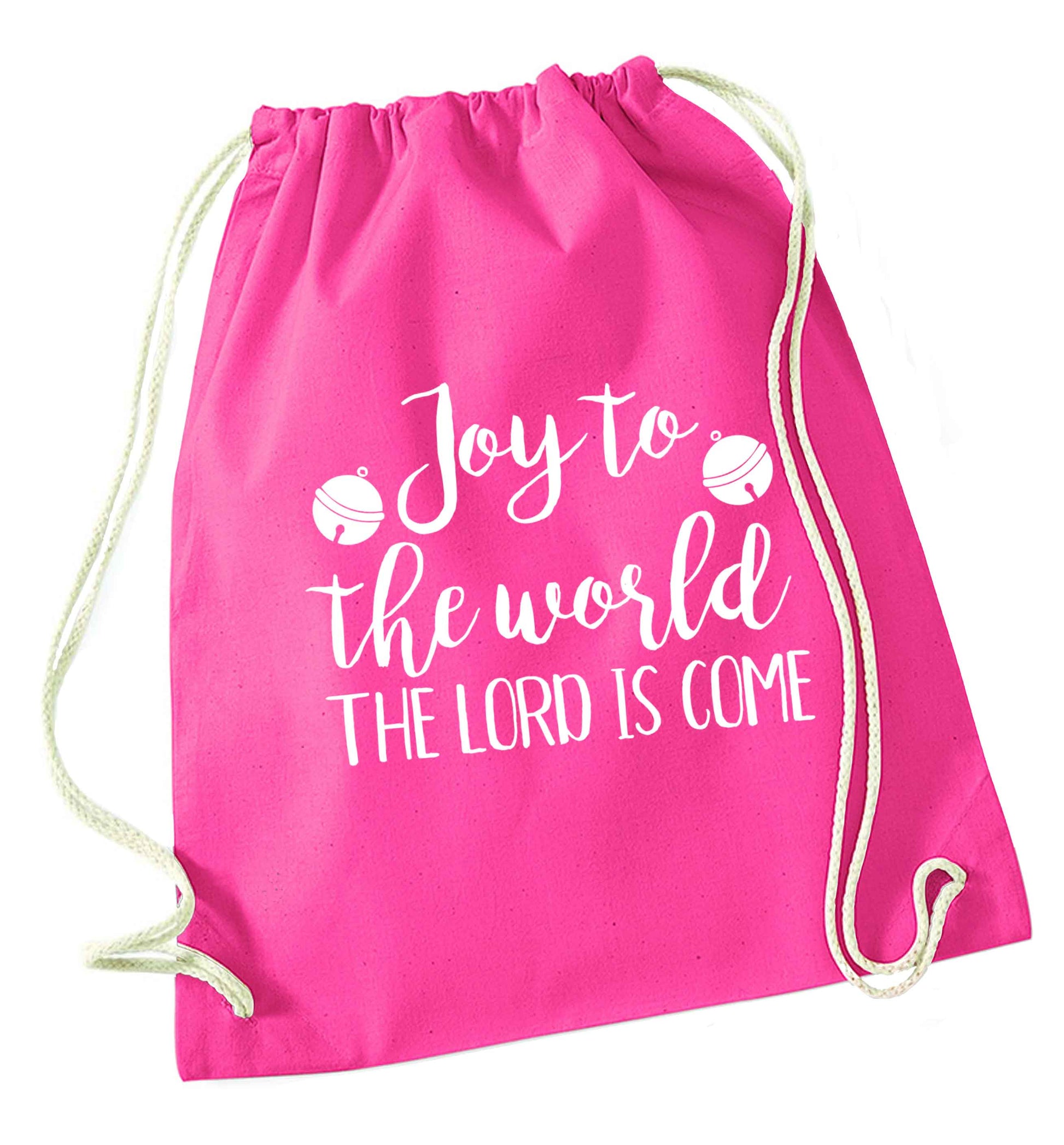 Joy to the World Lord pink drawstring bag
