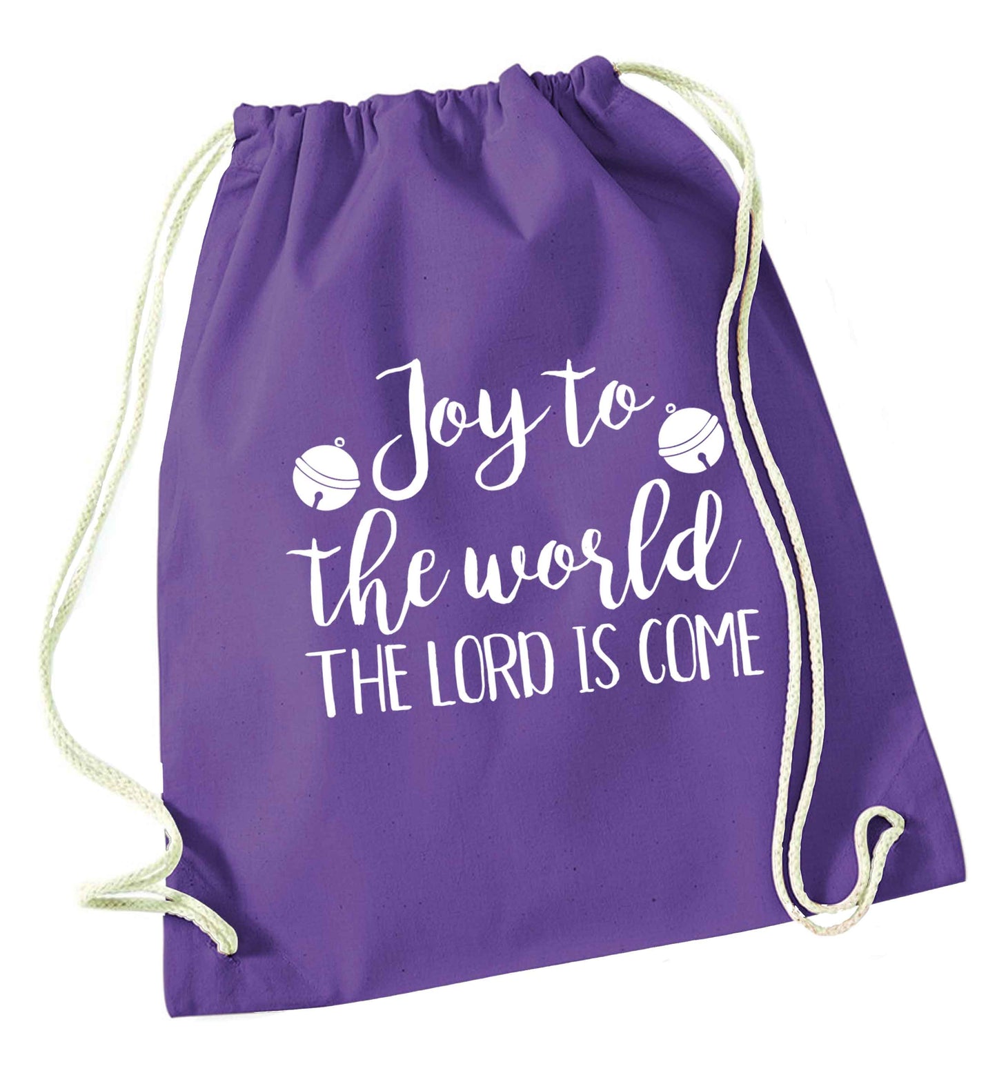 Joy to the World Lord purple drawstring bag