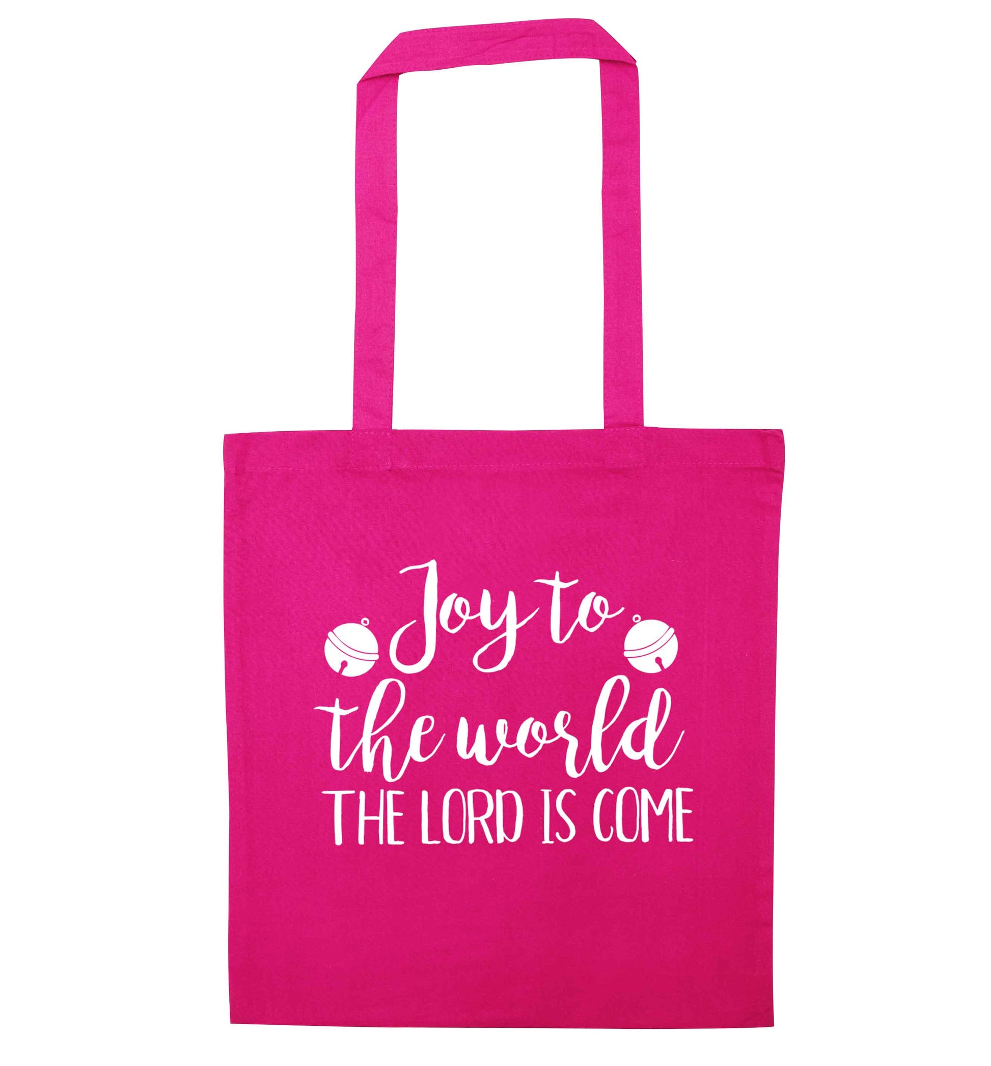 Joy to the world the Lord is come pink tote bag