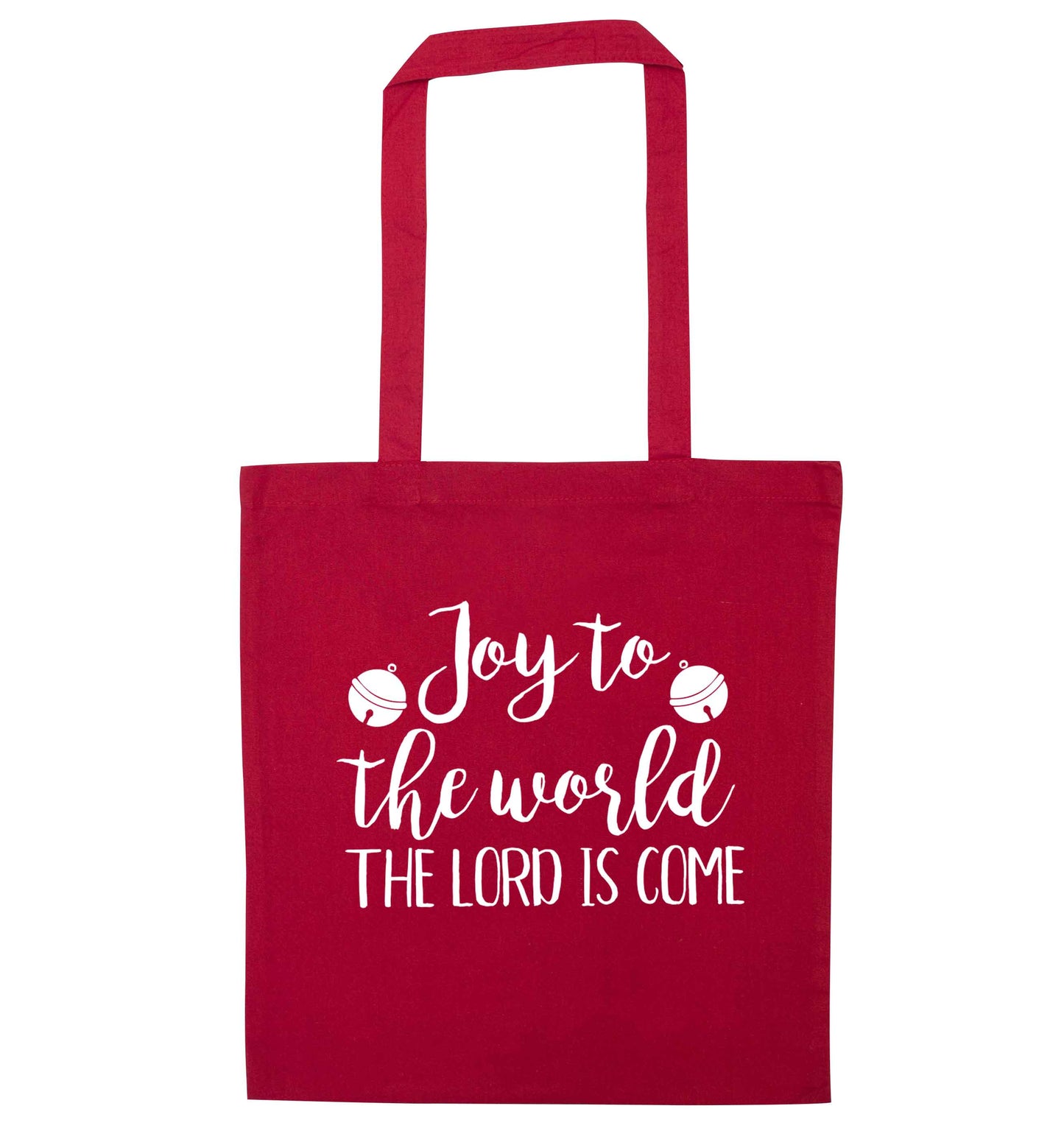 Joy to the world the Lord is come red tote bag