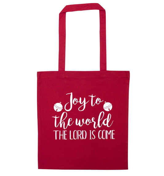 Joy to the world the Lord is come red tote bag