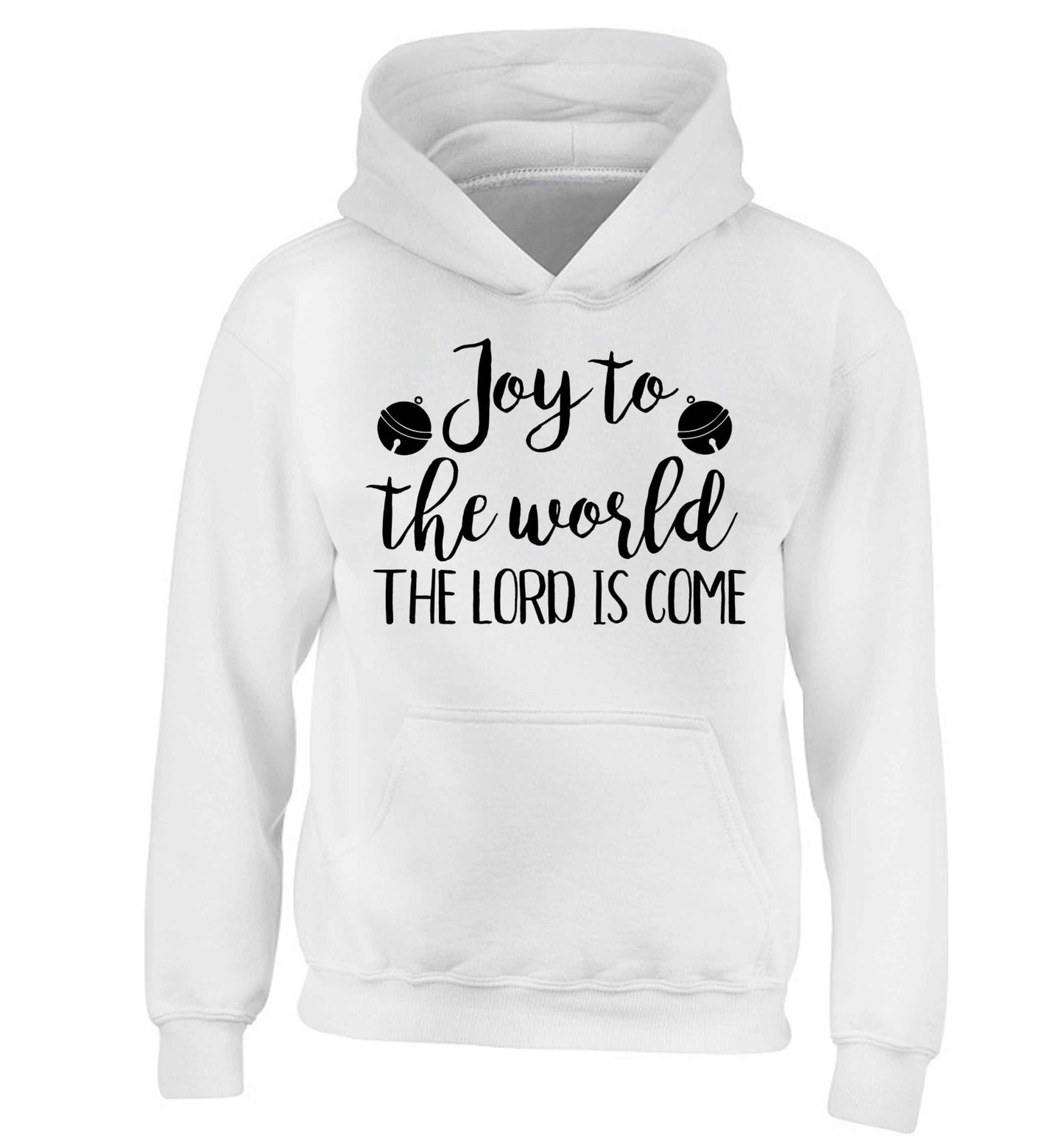 Joy to the world the Lord is come children's white hoodie 12-13 Years