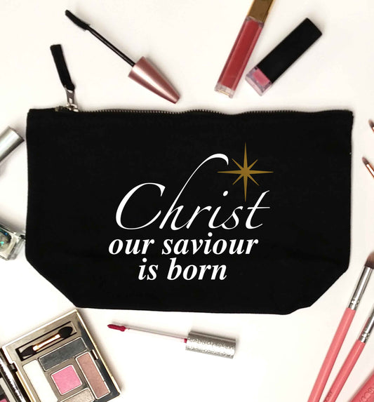 Christ our saviour is born black makeup bag