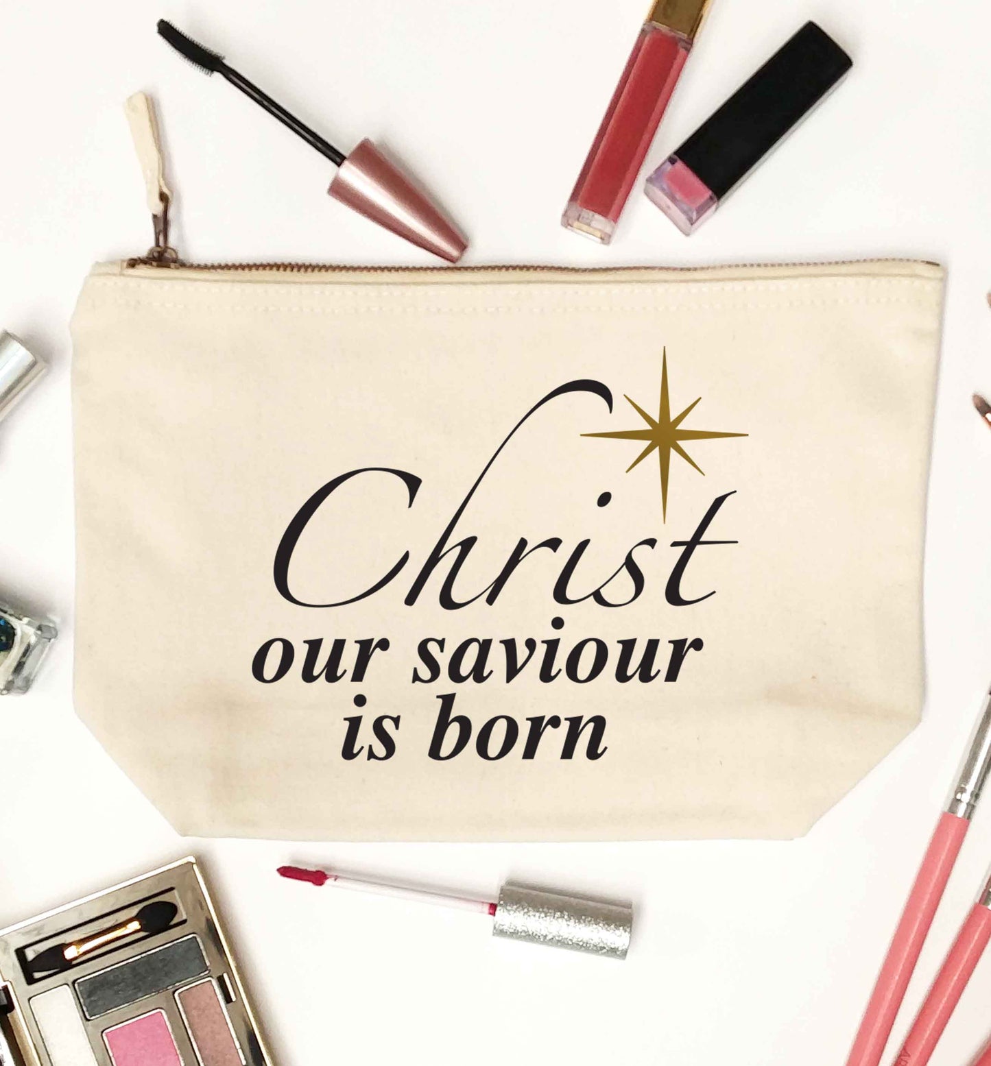 Christ our saviour is born natural makeup bag