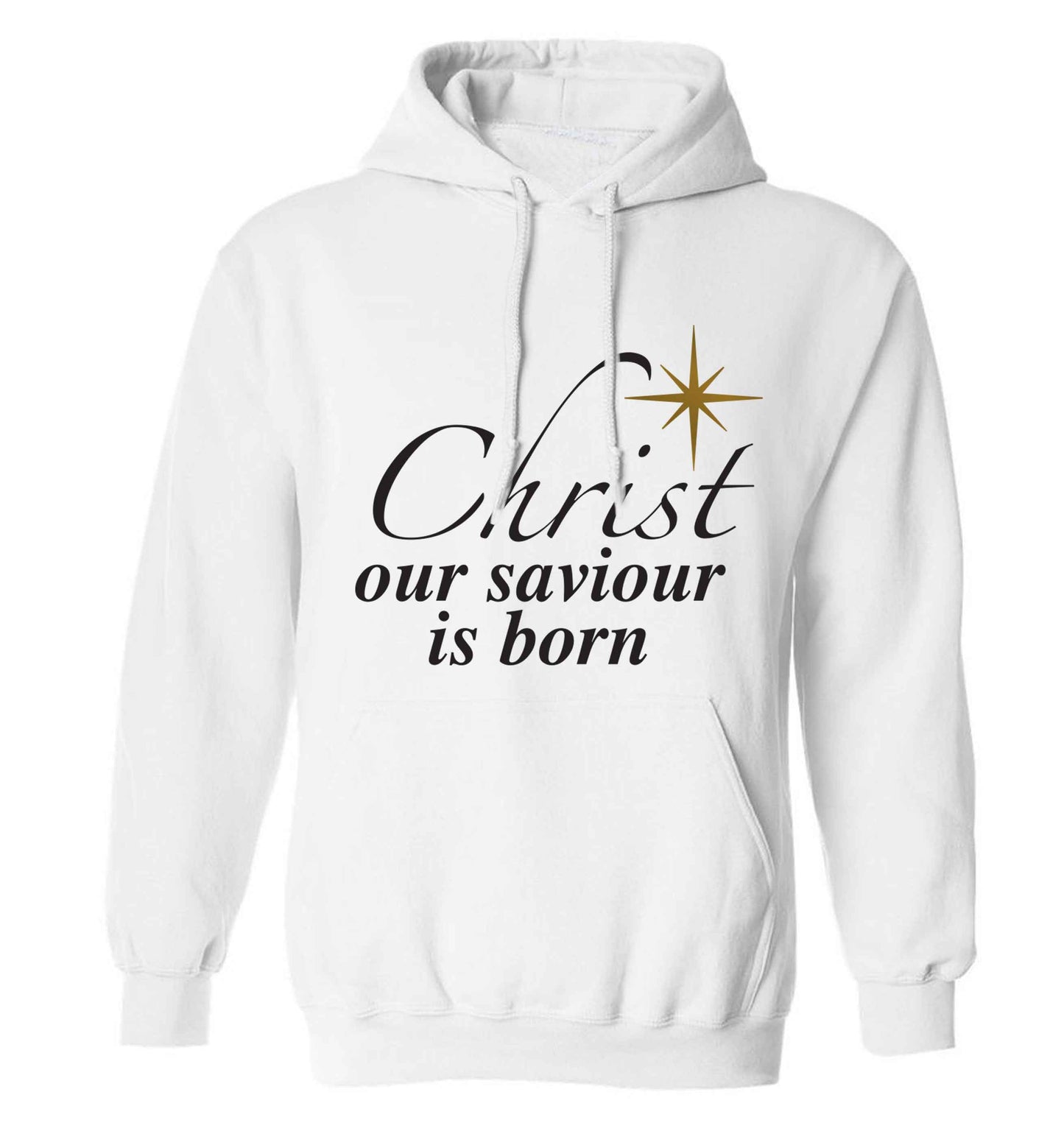 Christ our saviour is born adults unisex white hoodie 2XL