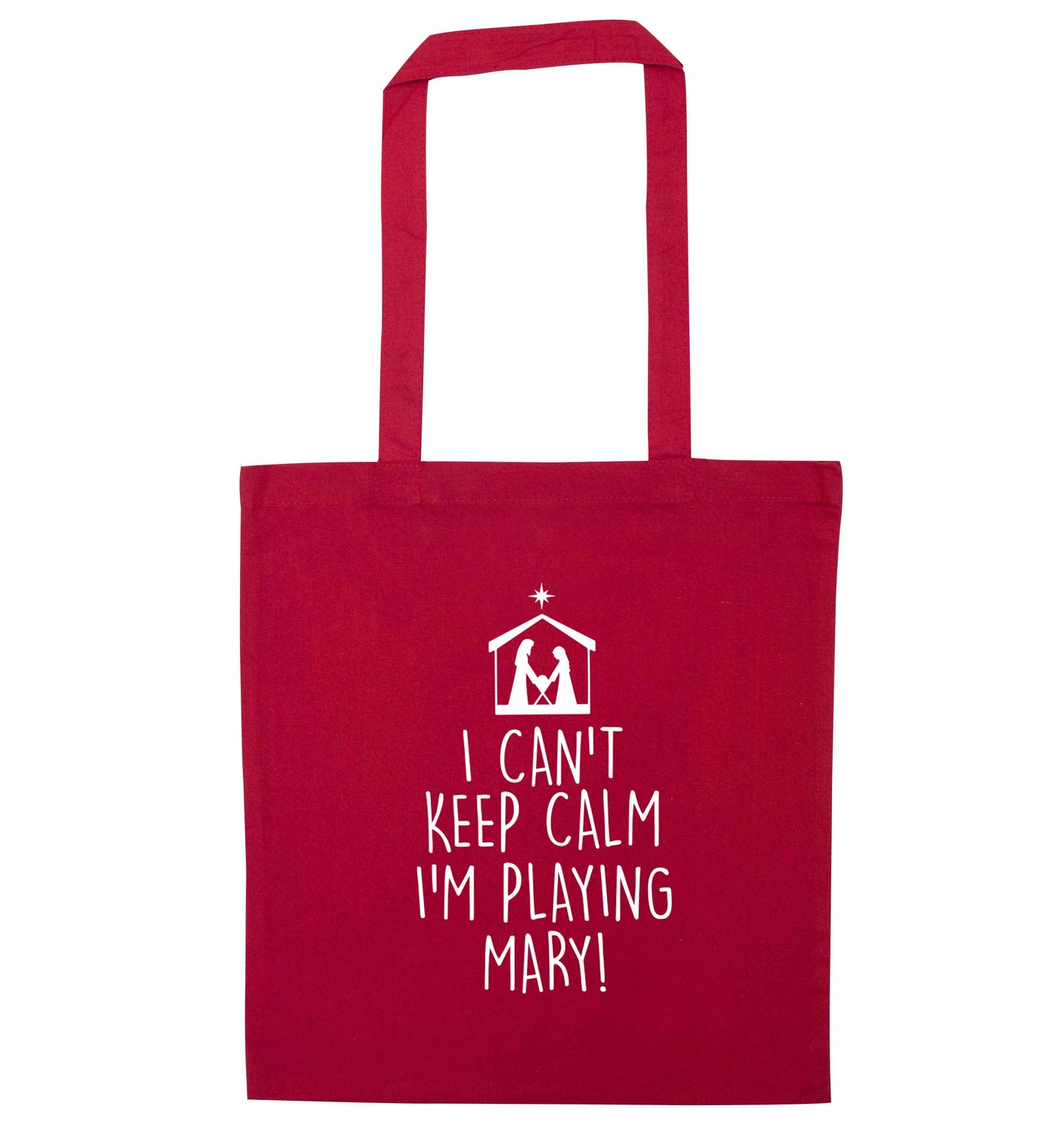 I can't keep calm I'm playing Mary red tote bag