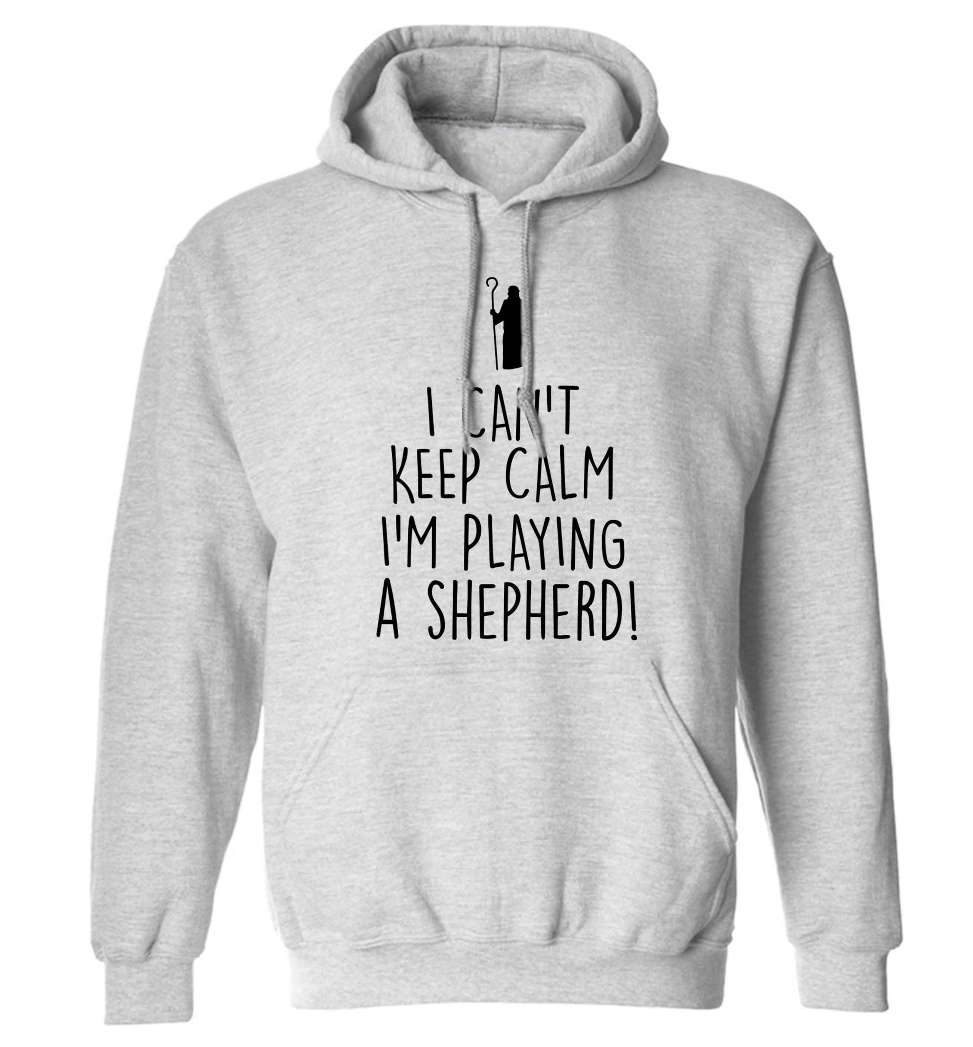 I can't keep calm I'm playing a shepherd adults unisex grey hoodie 2XL