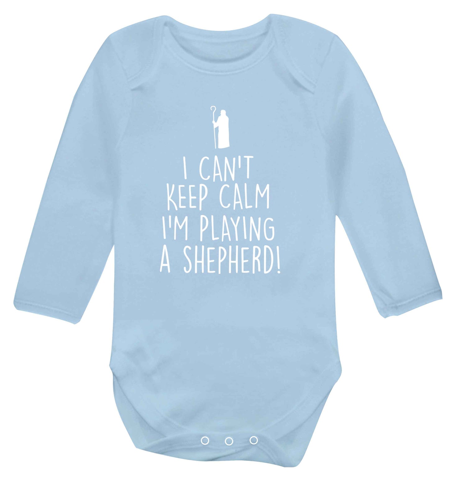 I can't keep calm I'm playing a shepherd Baby Vest long sleeved pale blue 6-12 months