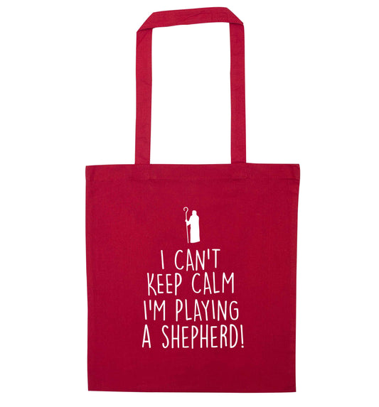 I can't keep calm I'm playing a shepherd red tote bag
