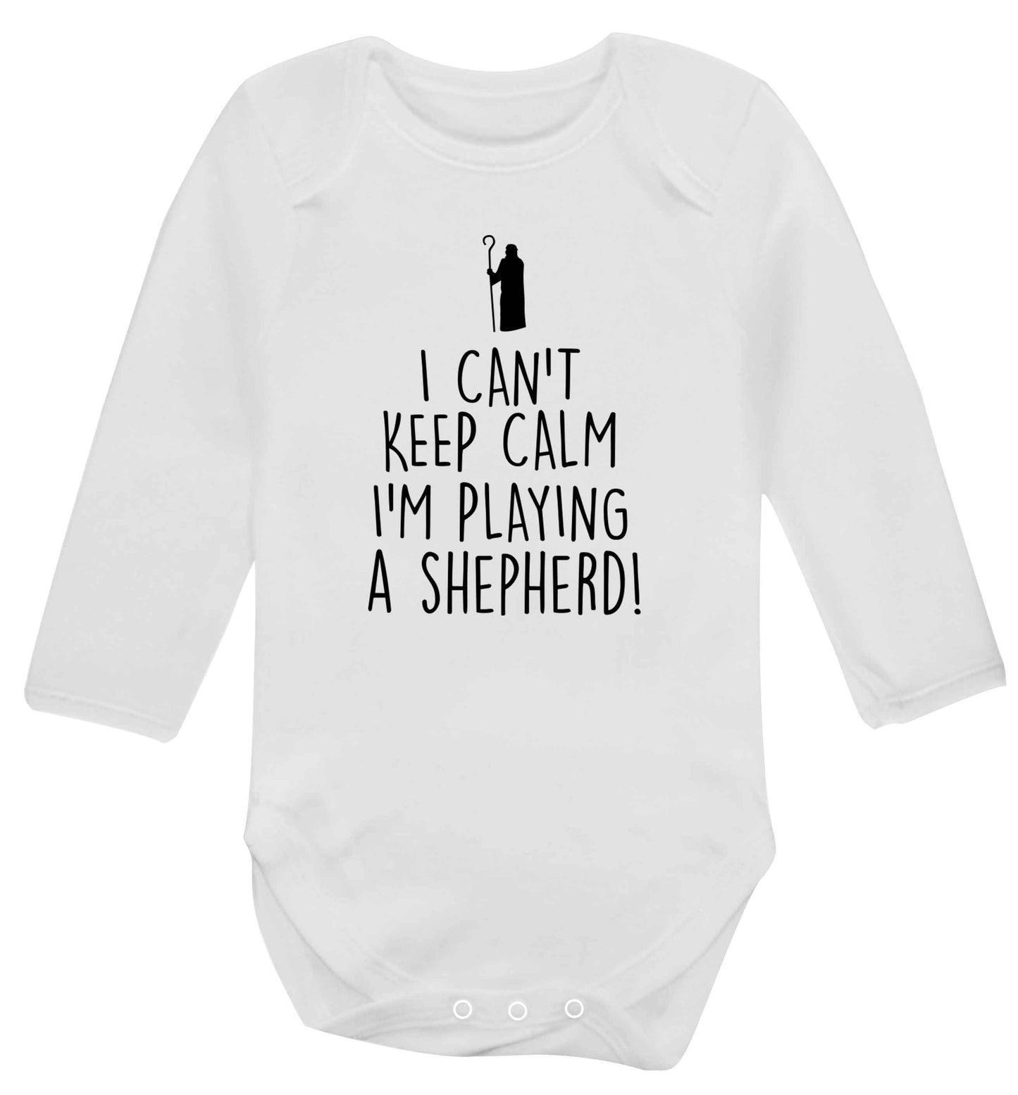 I can't keep calm I'm playing a shepherd Baby Vest long sleeved white 6-12 months