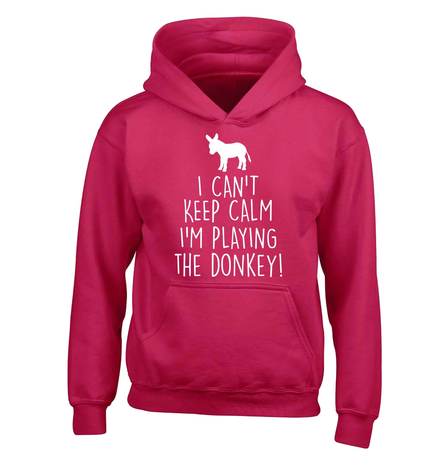 I can't keep calm I'm playing the donkey! children's pink hoodie 12-13 Years