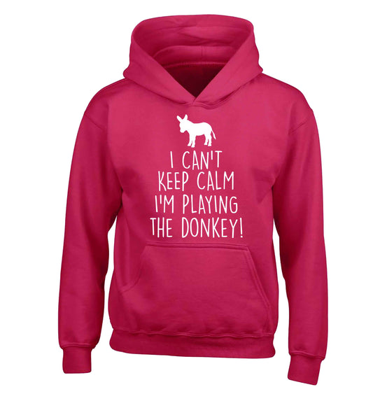 I can't keep calm I'm playing the donkey! children's pink hoodie 12-13 Years