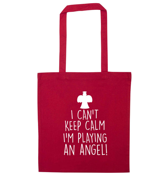 I can't keep calm I'm playing an angel! red tote bag