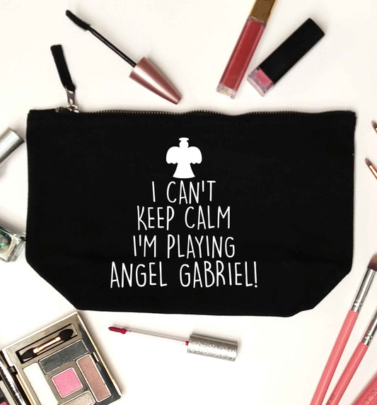I can't keep calm I'm playing angel gabriel black makeup bag