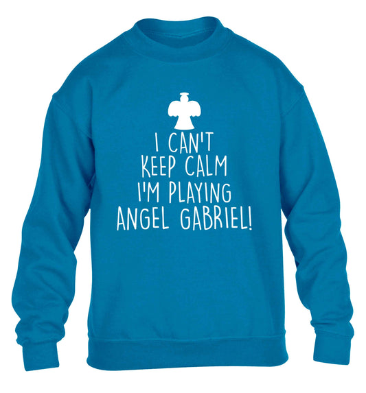 I can't keep calm I'm playing angel gabriel children's blue sweater 12-13 Years
