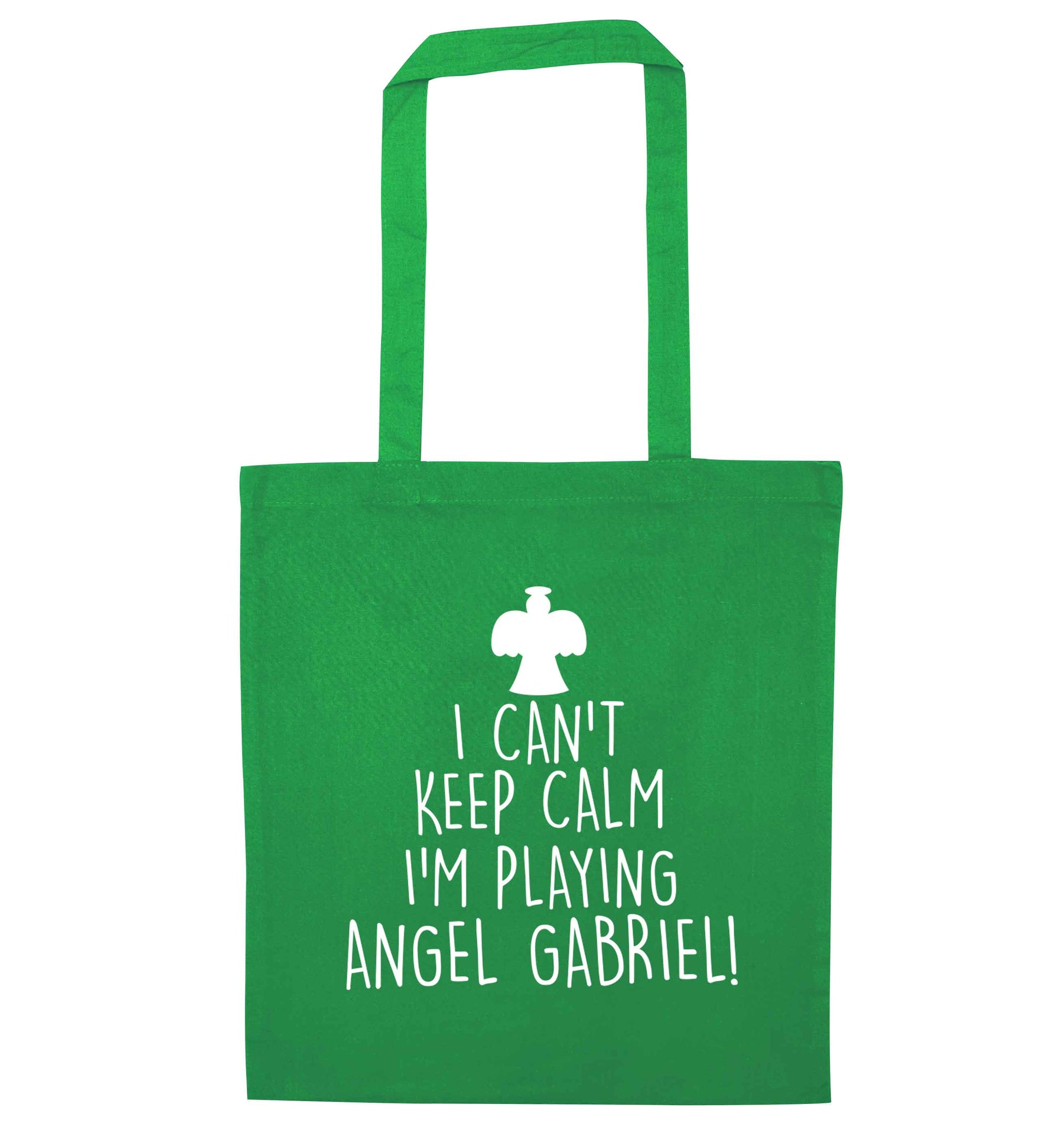I can't keep calm I'm playing angel gabriel green tote bag
