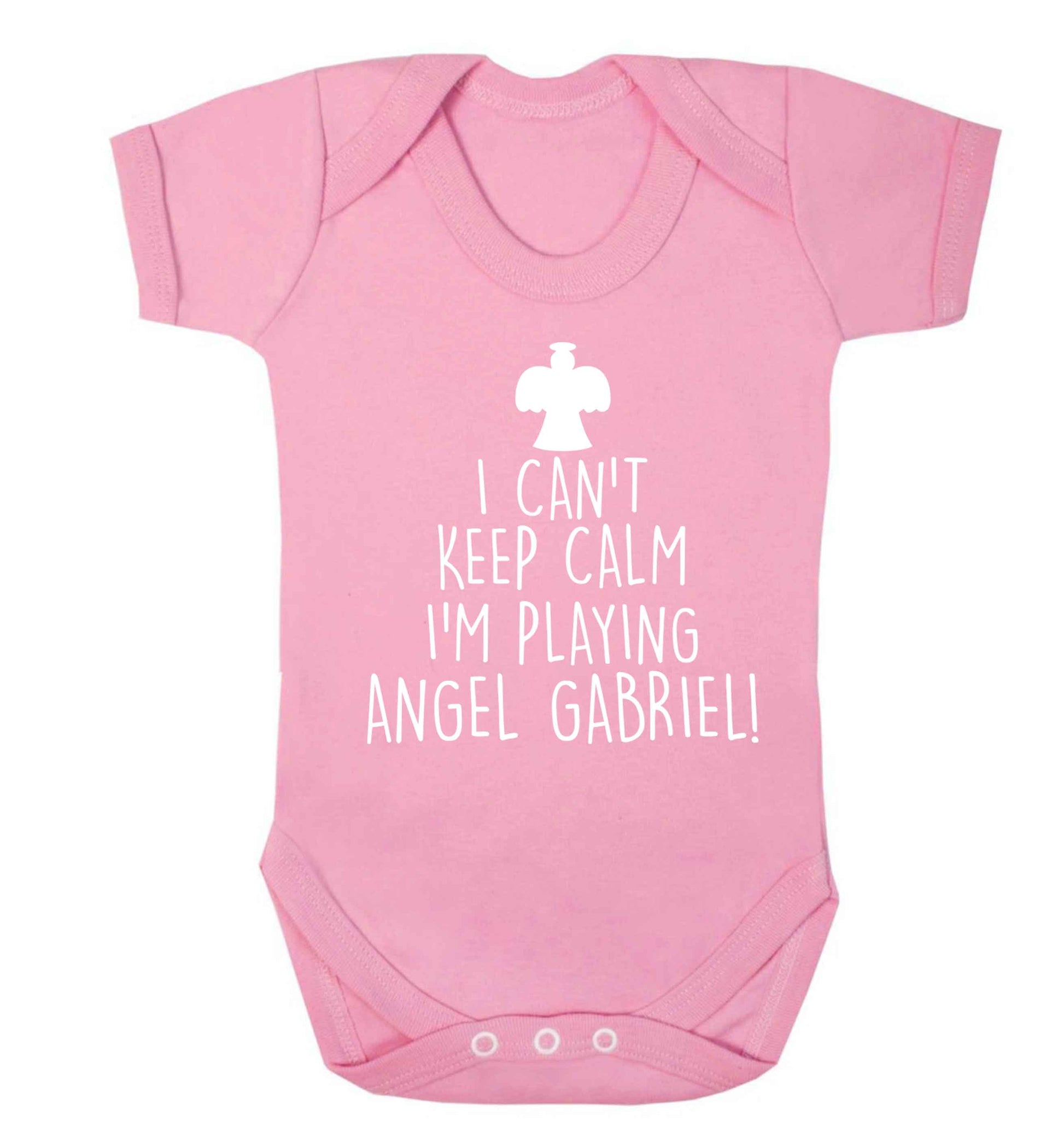 I can't keep calm I'm playing angel gabriel Baby Vest pale pink 18-24 months