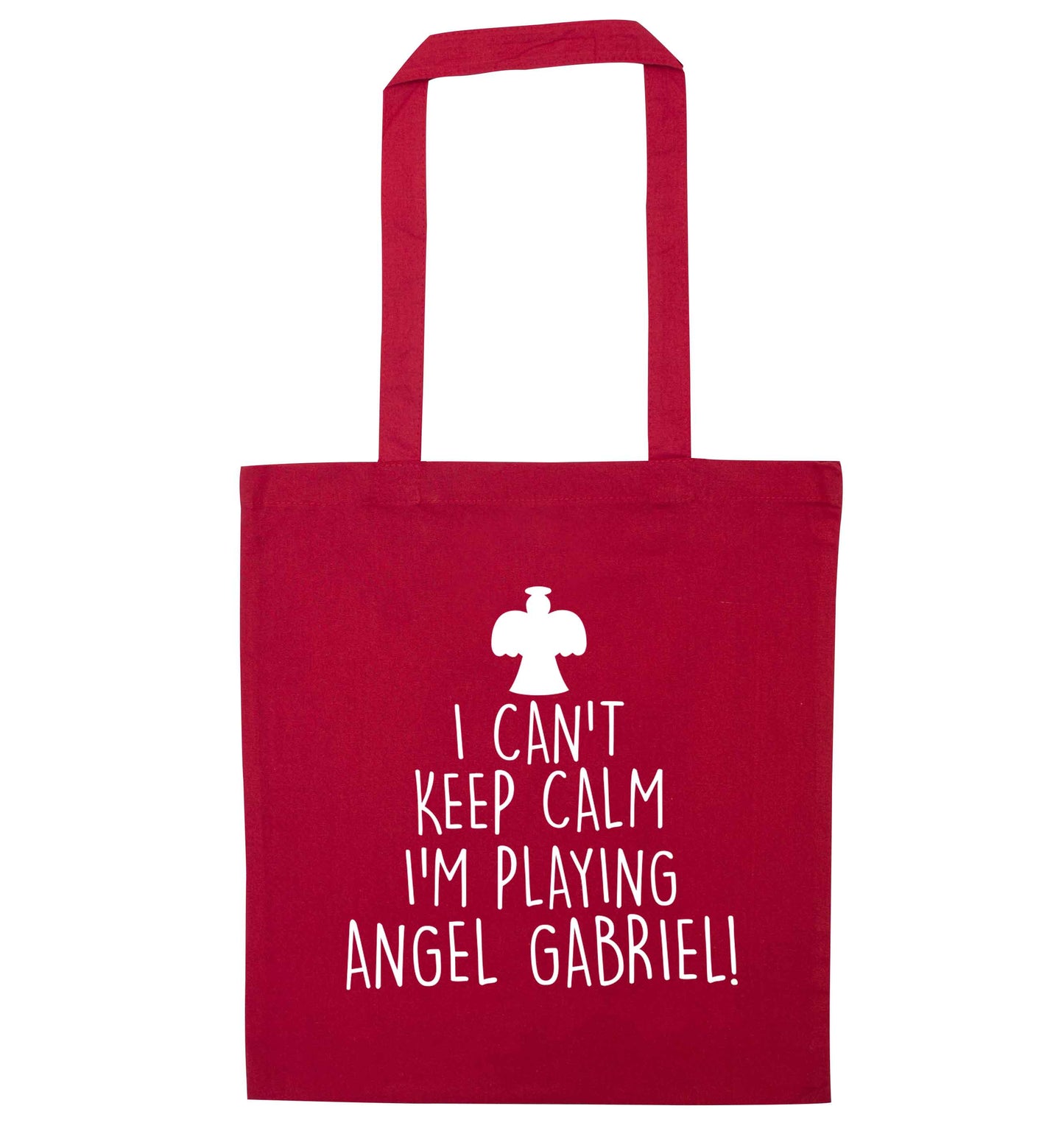I can't keep calm I'm playing angel gabriel red tote bag