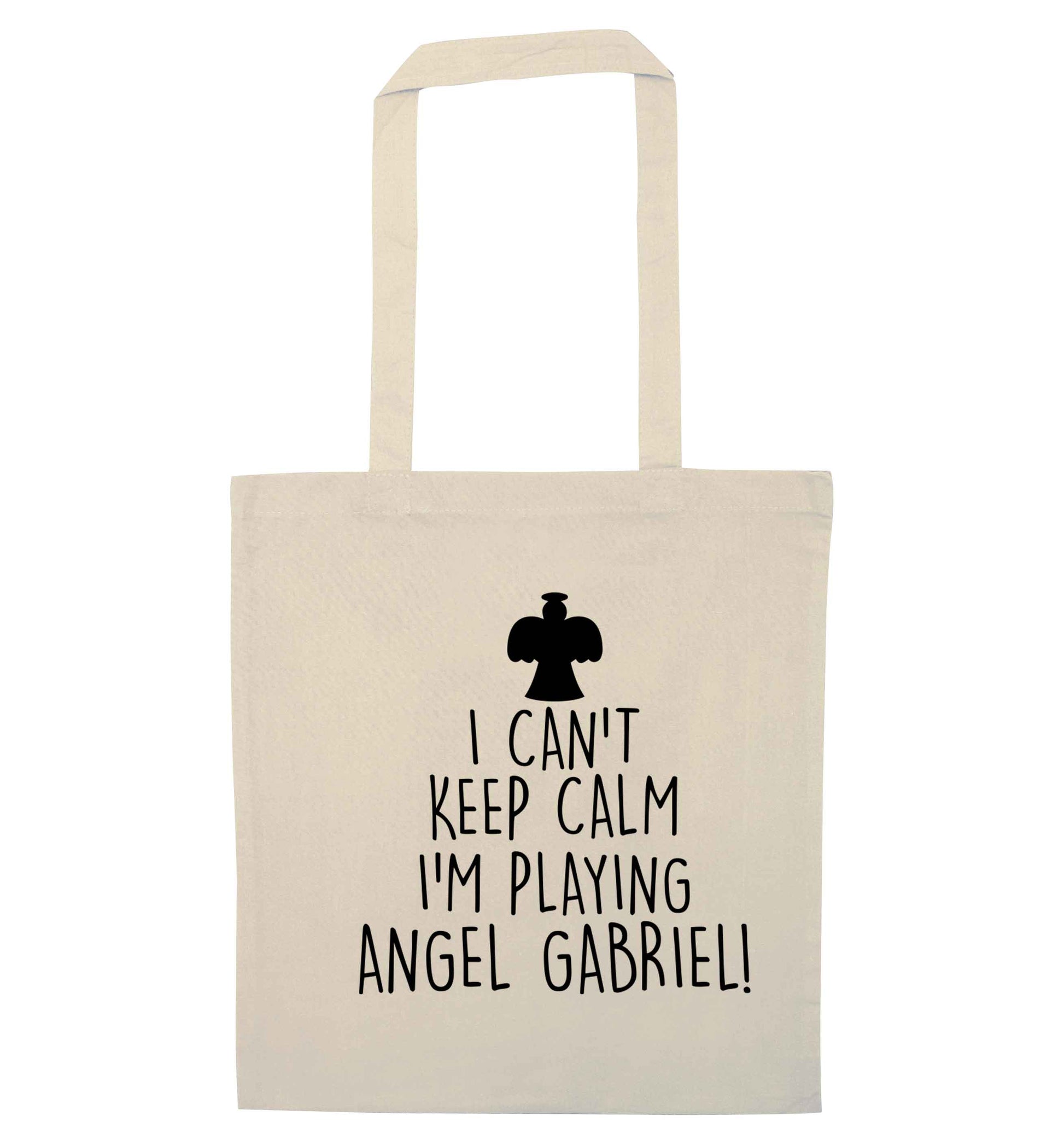 I can't keep calm I'm playing angel gabriel natural tote bag