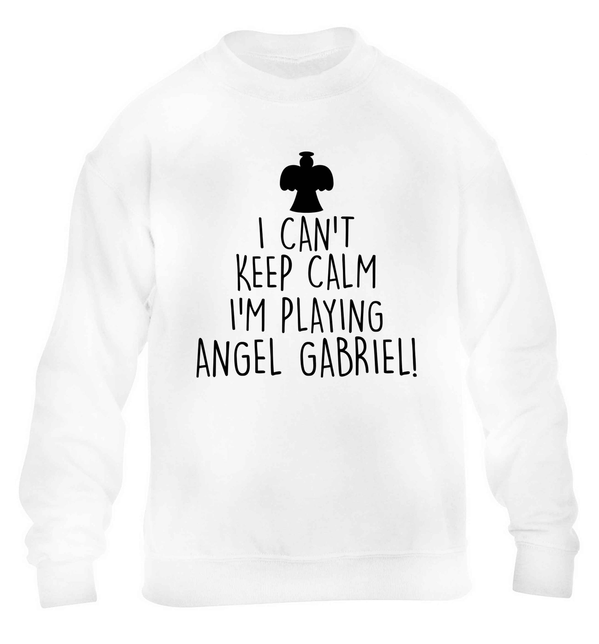 I can't keep calm I'm playing angel gabriel children's white sweater 12-13 Years