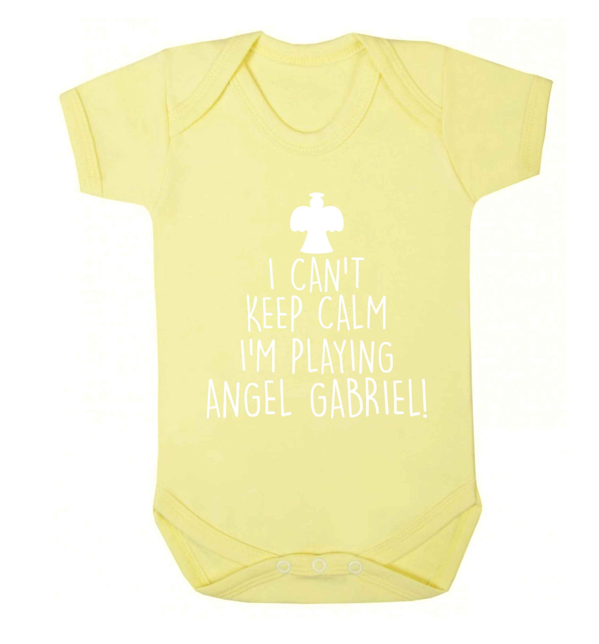 I can't keep calm I'm playing angel gabriel Baby Vest pale yellow 18-24 months