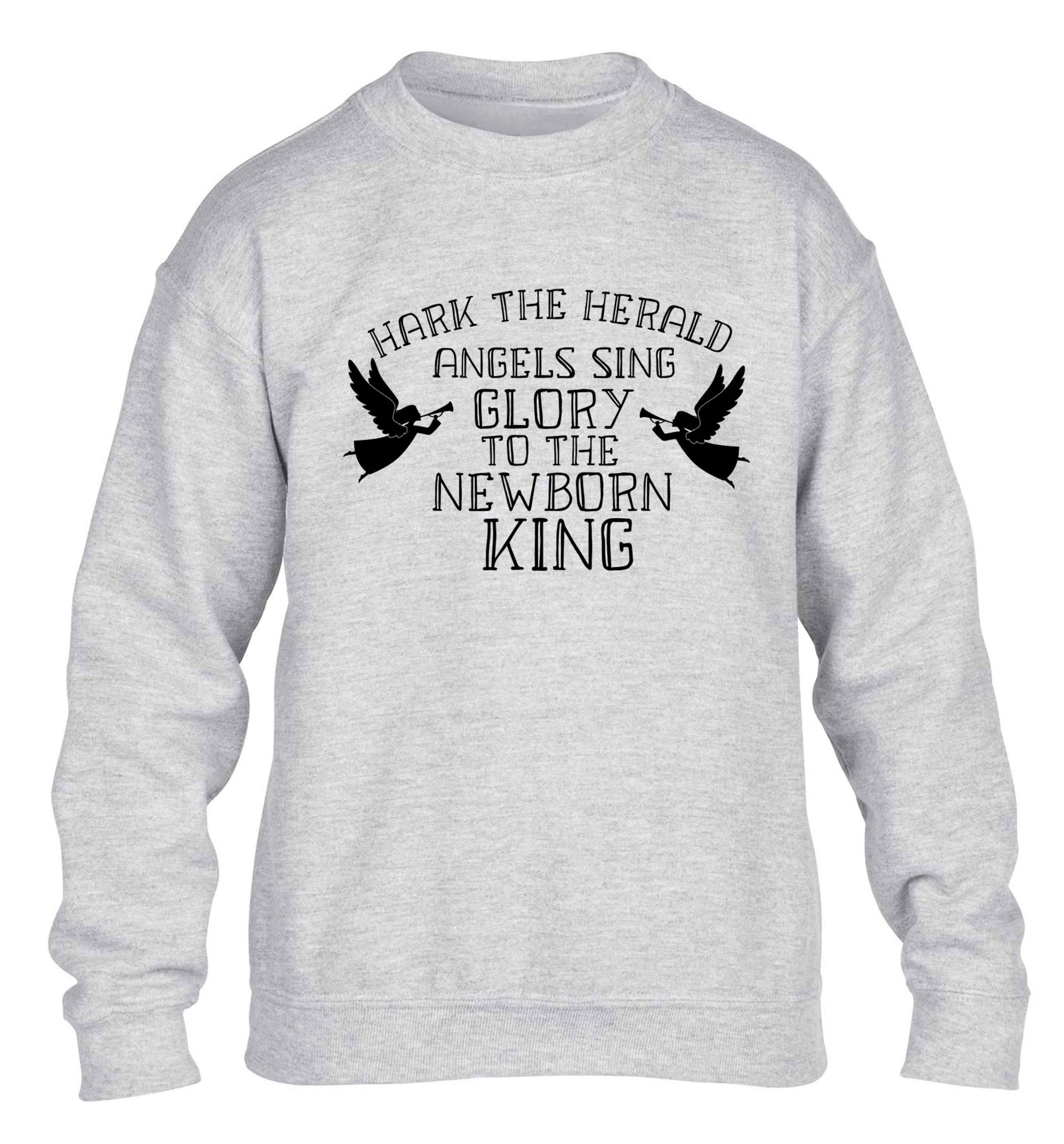 Hark the herold angels sing glory to the newborn king children's grey sweater 12-13 Years