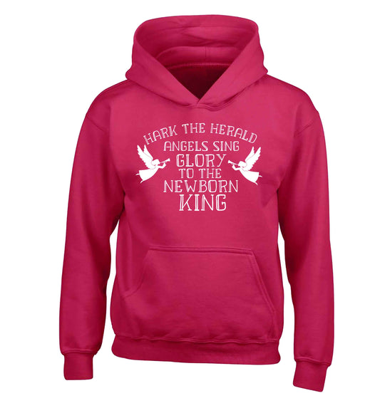 Hark the herold angels sing glory to the newborn king children's pink hoodie 12-13 Years
