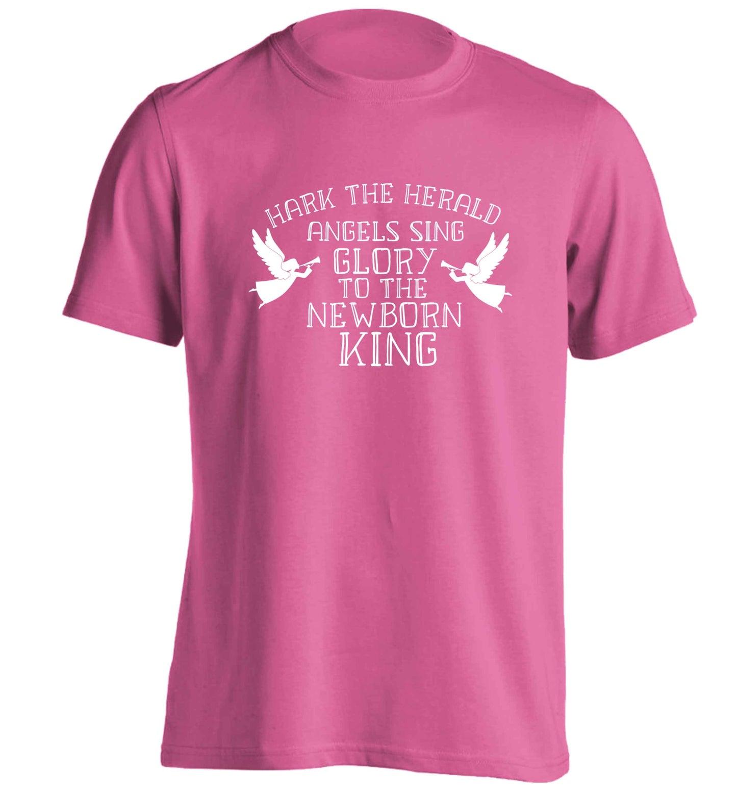 Hark the herold angels sing glory to the newborn king adults unisex pink Tshirt 2XL