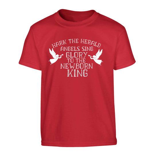 Hark the herold angels sing glory to the newborn king Children's red Tshirt 12-13 Years