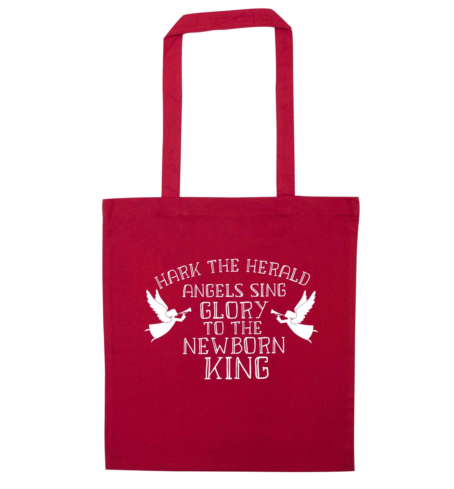 Hark the herold angels sing glory to the newborn king red tote bag