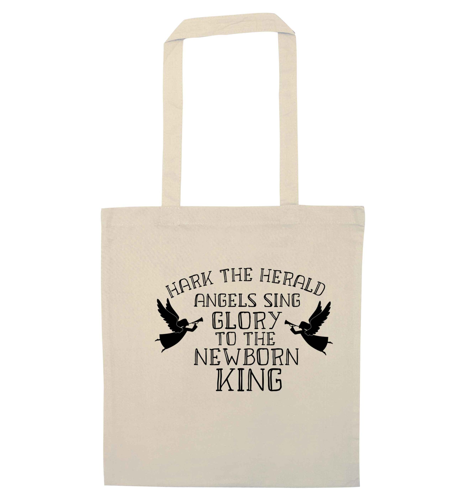 Hark the herold angels sing glory to the newborn king natural tote bag