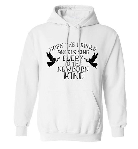 Hark the herold angels sing glory to the newborn king adults unisex white hoodie 2XL