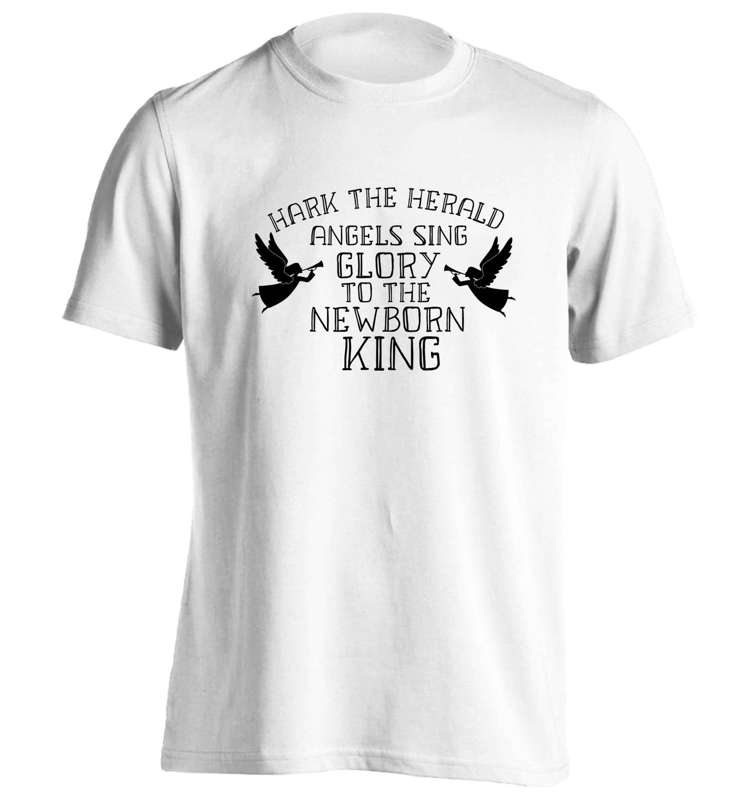 Hark the herold angels sing glory to the newborn king adults unisex white Tshirt 2XL