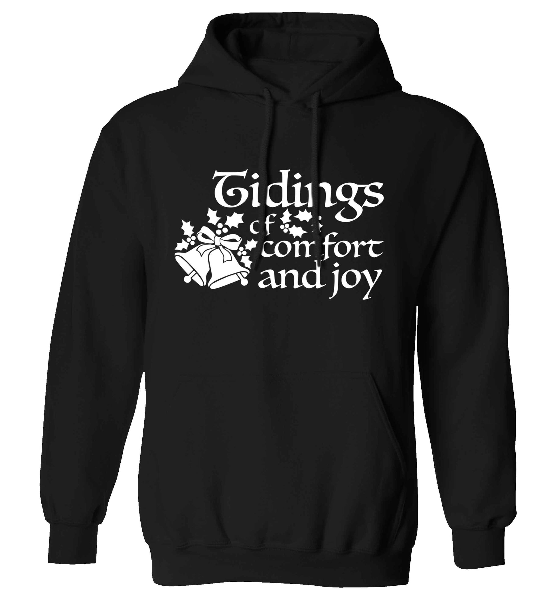 Tidings of comfort and joy adults unisex black hoodie 2XL
