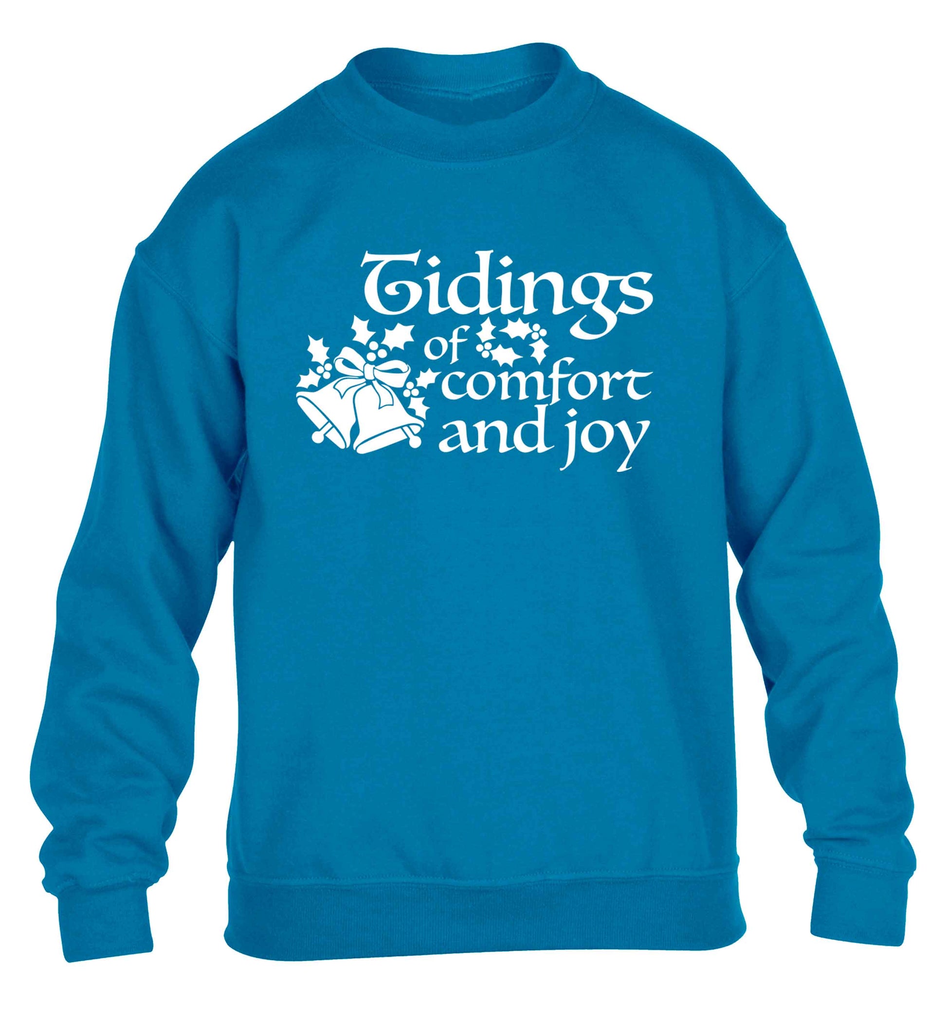 Tidings of comfort and joy children's blue sweater 12-13 Years
