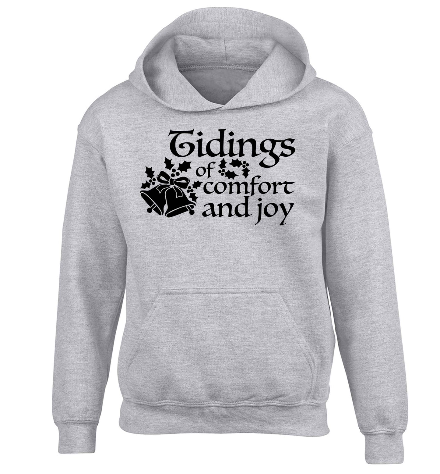 Tidings of comfort and joy children's grey hoodie 12-13 Years
