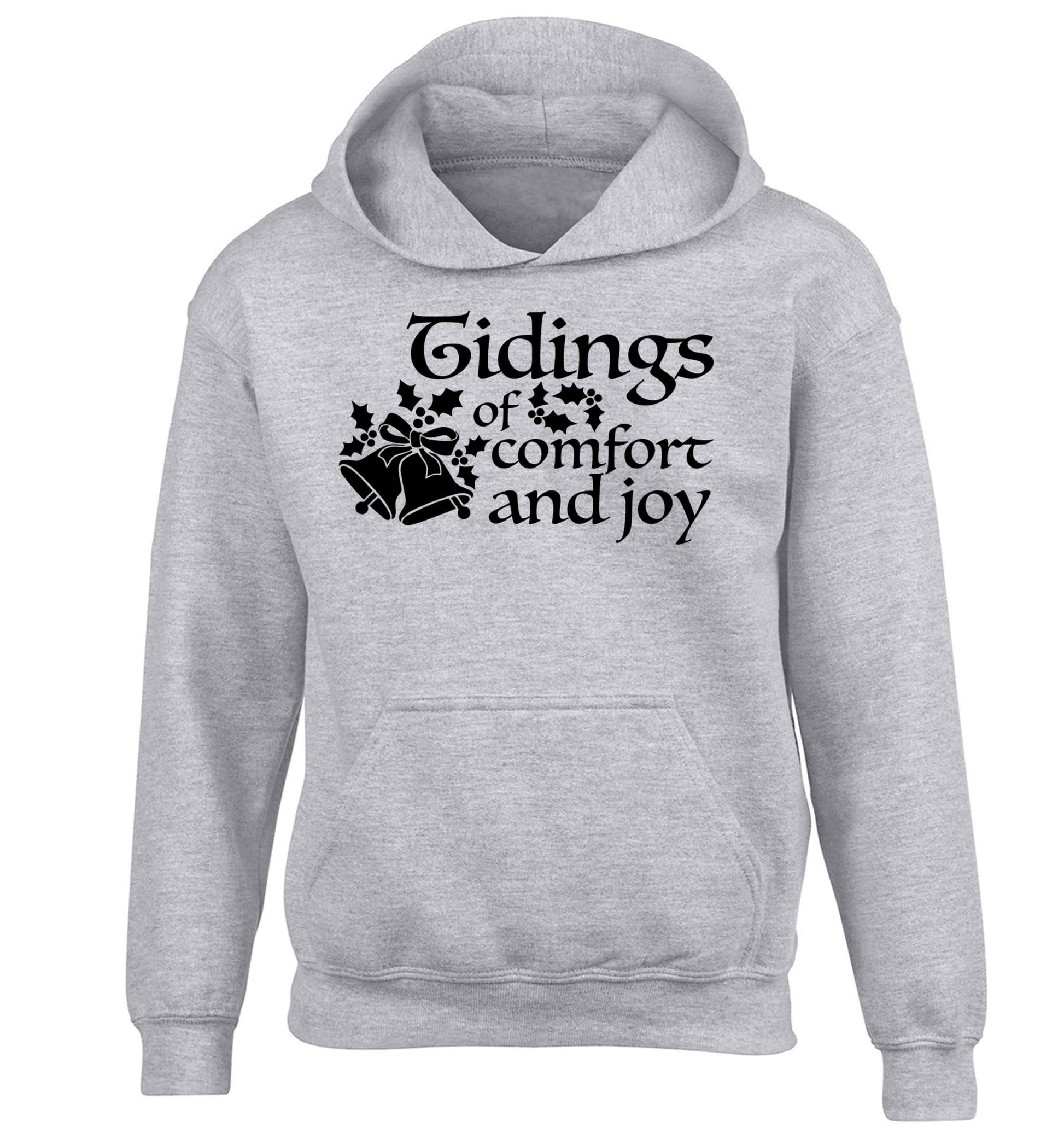 Tidings of comfort and joy children's grey hoodie 12-13 Years