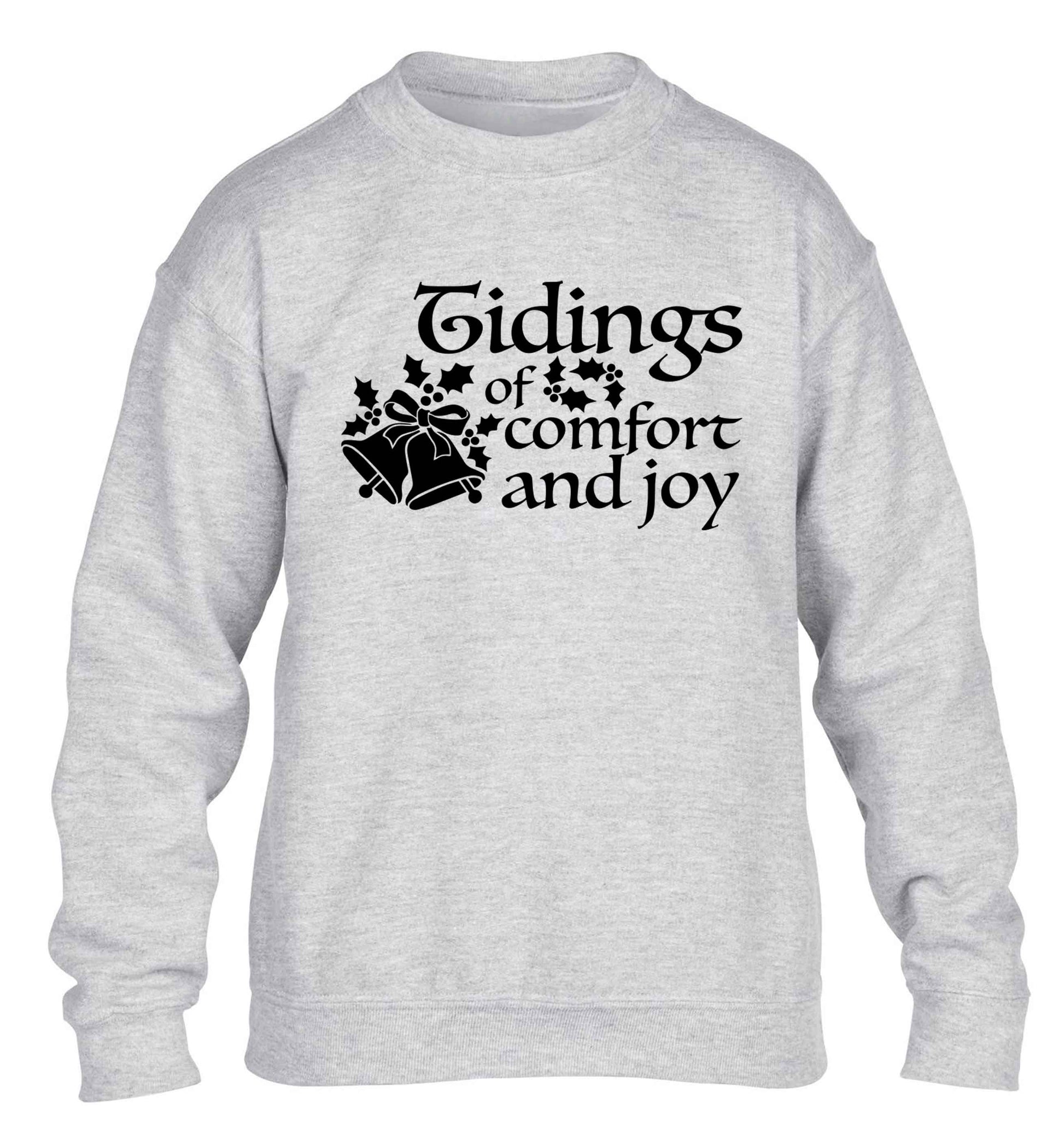 Tidings of comfort and joy children's grey sweater 12-13 Years