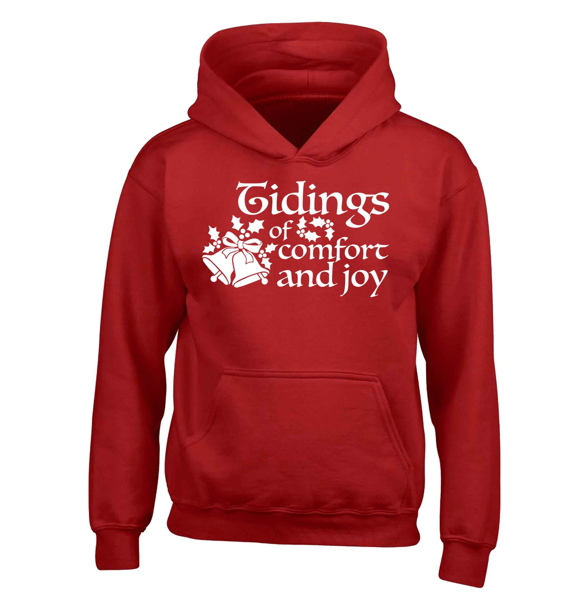 Tidings of comfort and joy children's red hoodie 12-13 Years