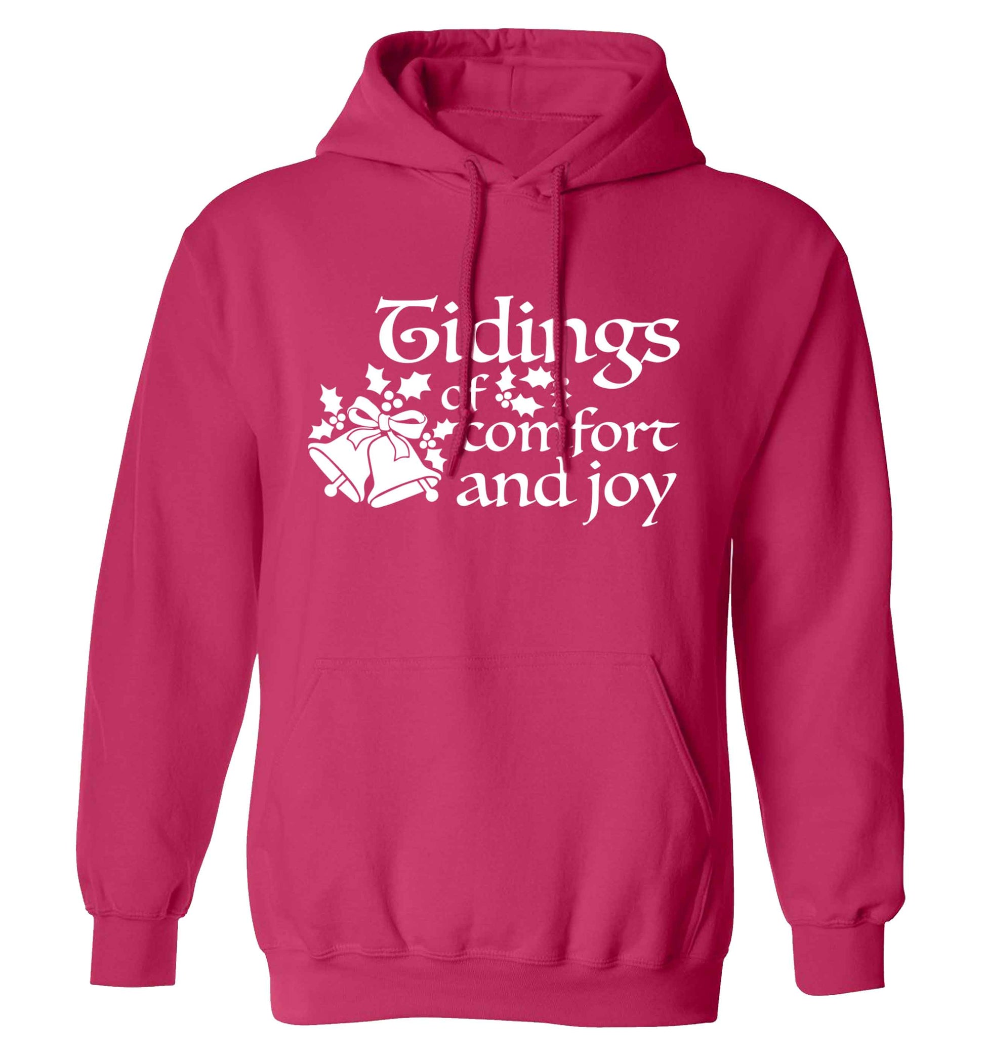 Tidings of comfort and joy adults unisex pink hoodie 2XL