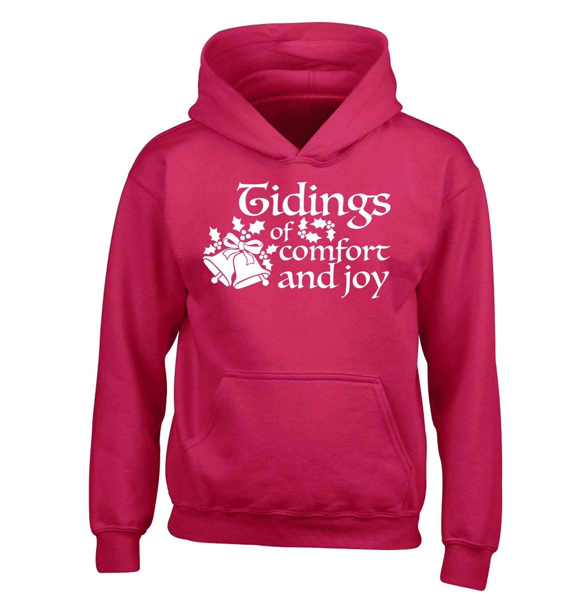 Tidings of comfort and joy children's pink hoodie 12-13 Years