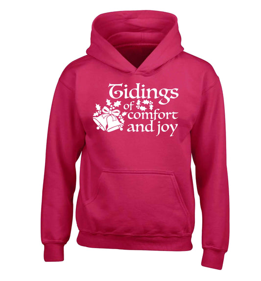 Tidings of comfort and joy children's pink hoodie 12-13 Years