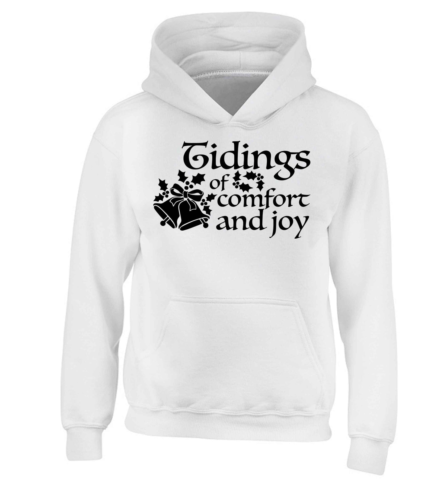 Tidings of comfort and joy children's white hoodie 12-13 Years
