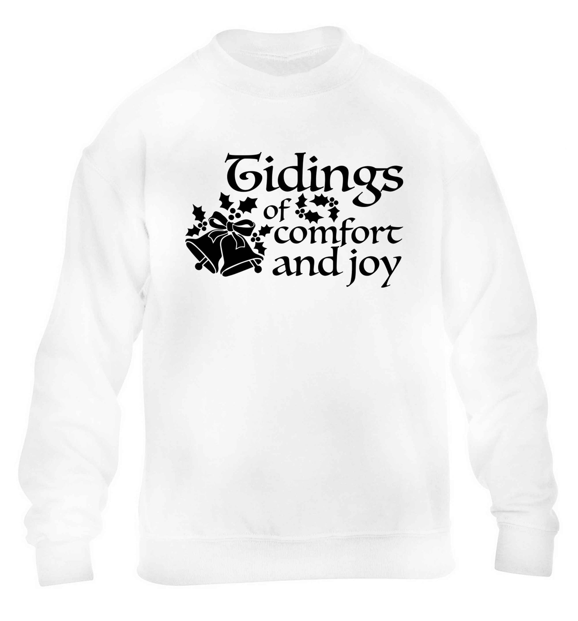 Tidings of comfort and joy children's white sweater 12-13 Years