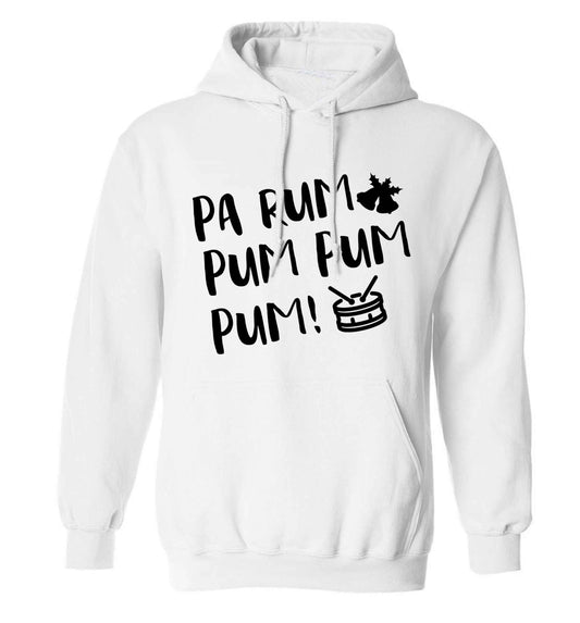 Pa rum pum pum pum! adults unisex white hoodie 2XL