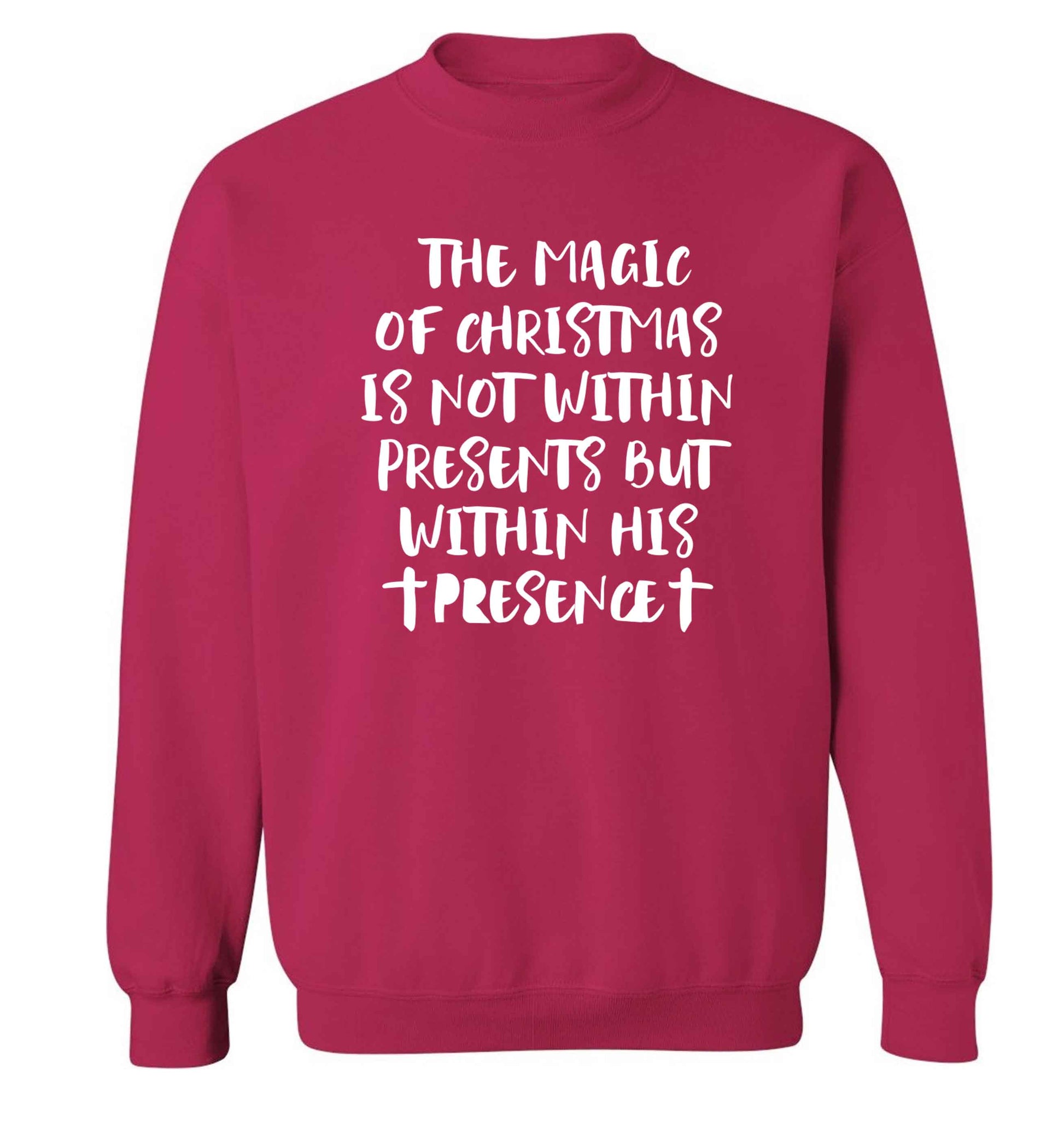 The magic of Christmas is not within presents but within his presence Adult's unisex pink Sweater 2XL