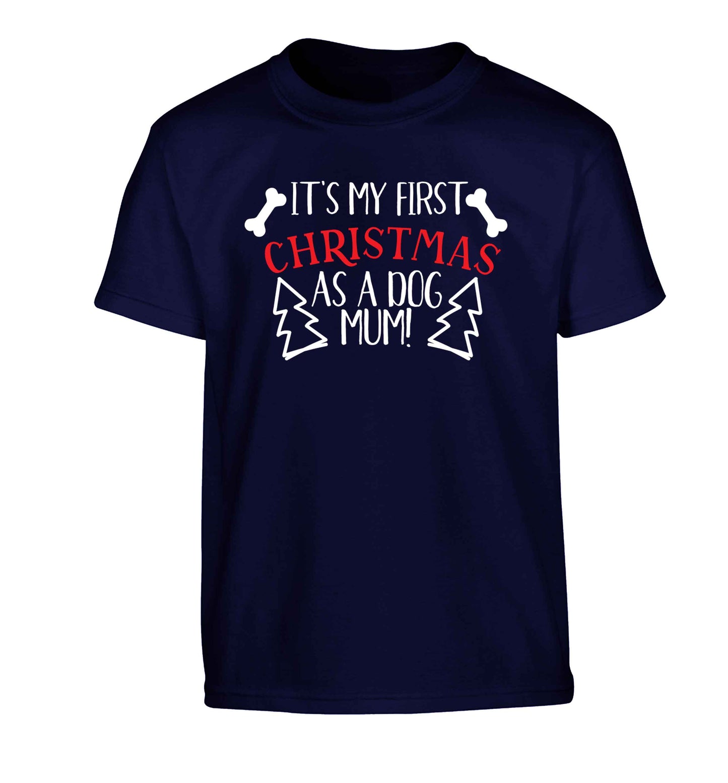 It's my first Christmas as a dog mum! Children's navy Tshirt 12-13 Years