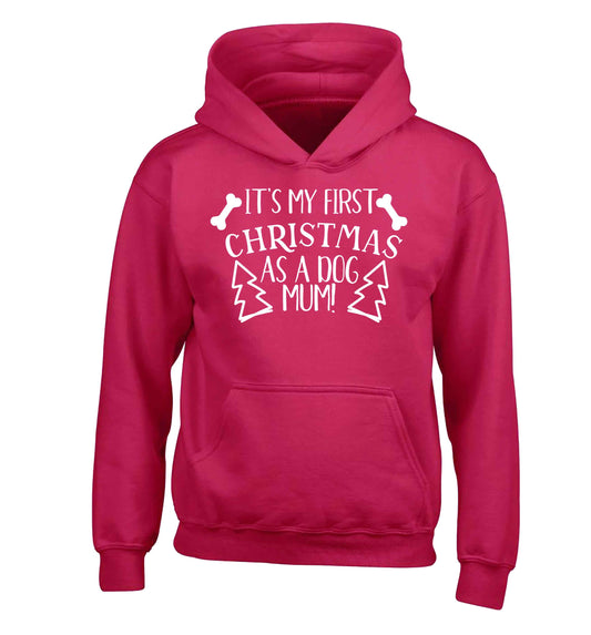 It's my first Christmas as a dog mum! children's pink hoodie 12-13 Years
