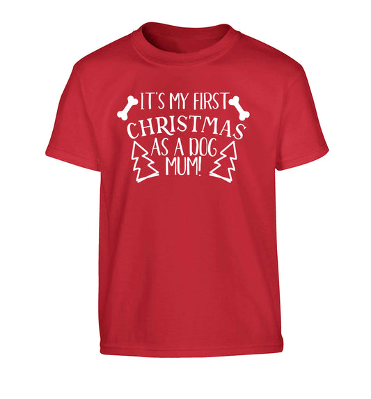 It's my first Christmas as a dog mum! Children's red Tshirt 12-13 Years
