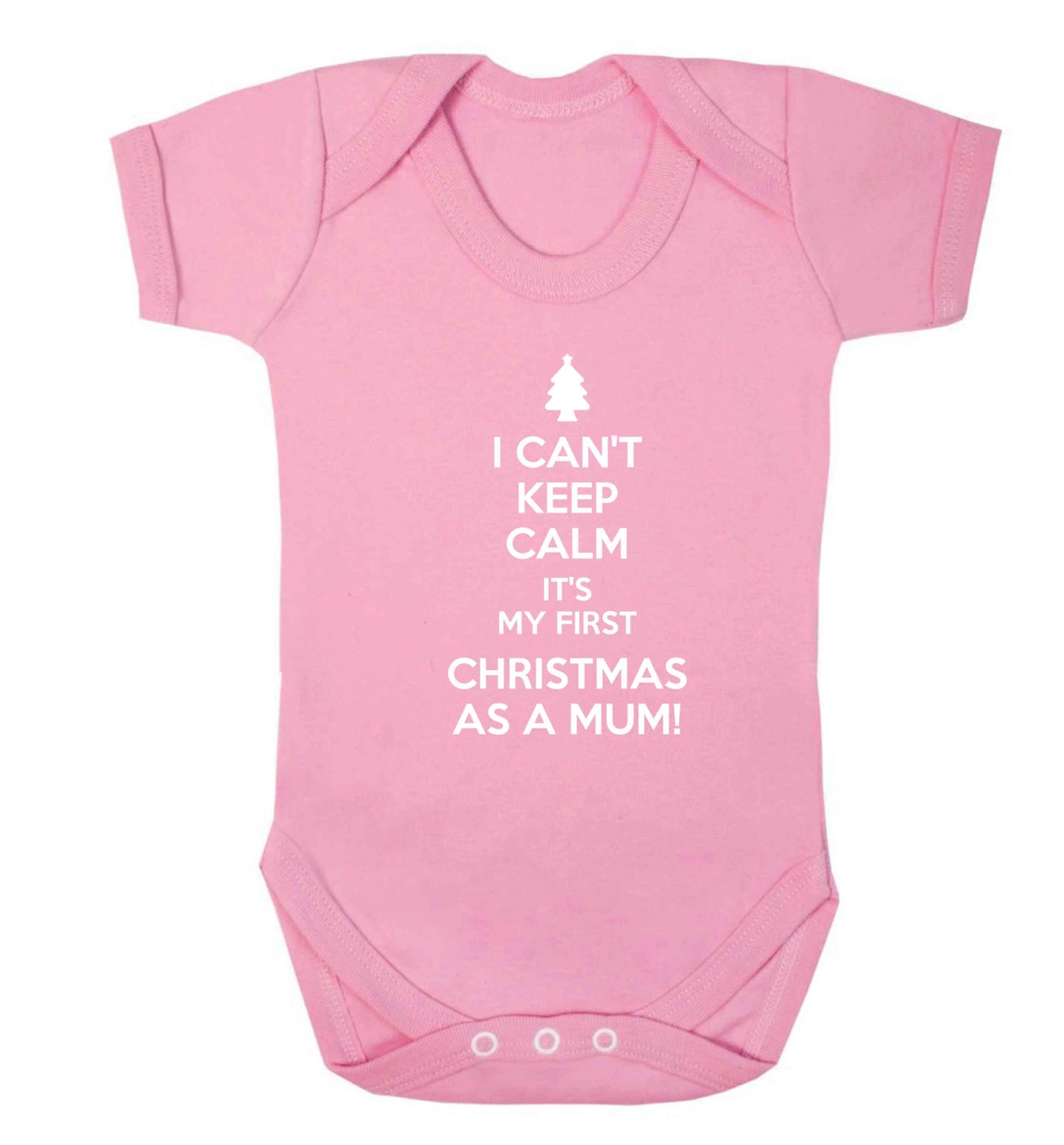 I can't keep calm it's my first Christmas as a mum Baby Vest pale pink 18-24 months